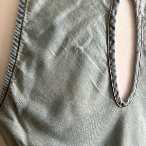 Vanilla Star Halter Cotton Denim Top Size Medium - Picture 6 of 8